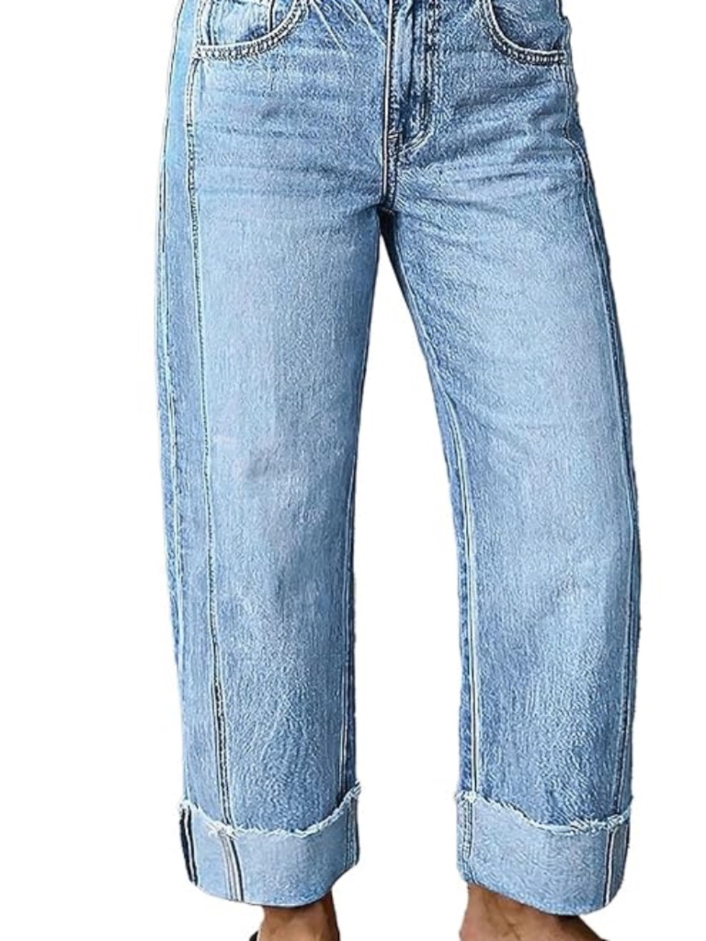 Flamingals Mid Rise Barrel Leg Wash Seam jeans size medium-NEW WITH TAGS